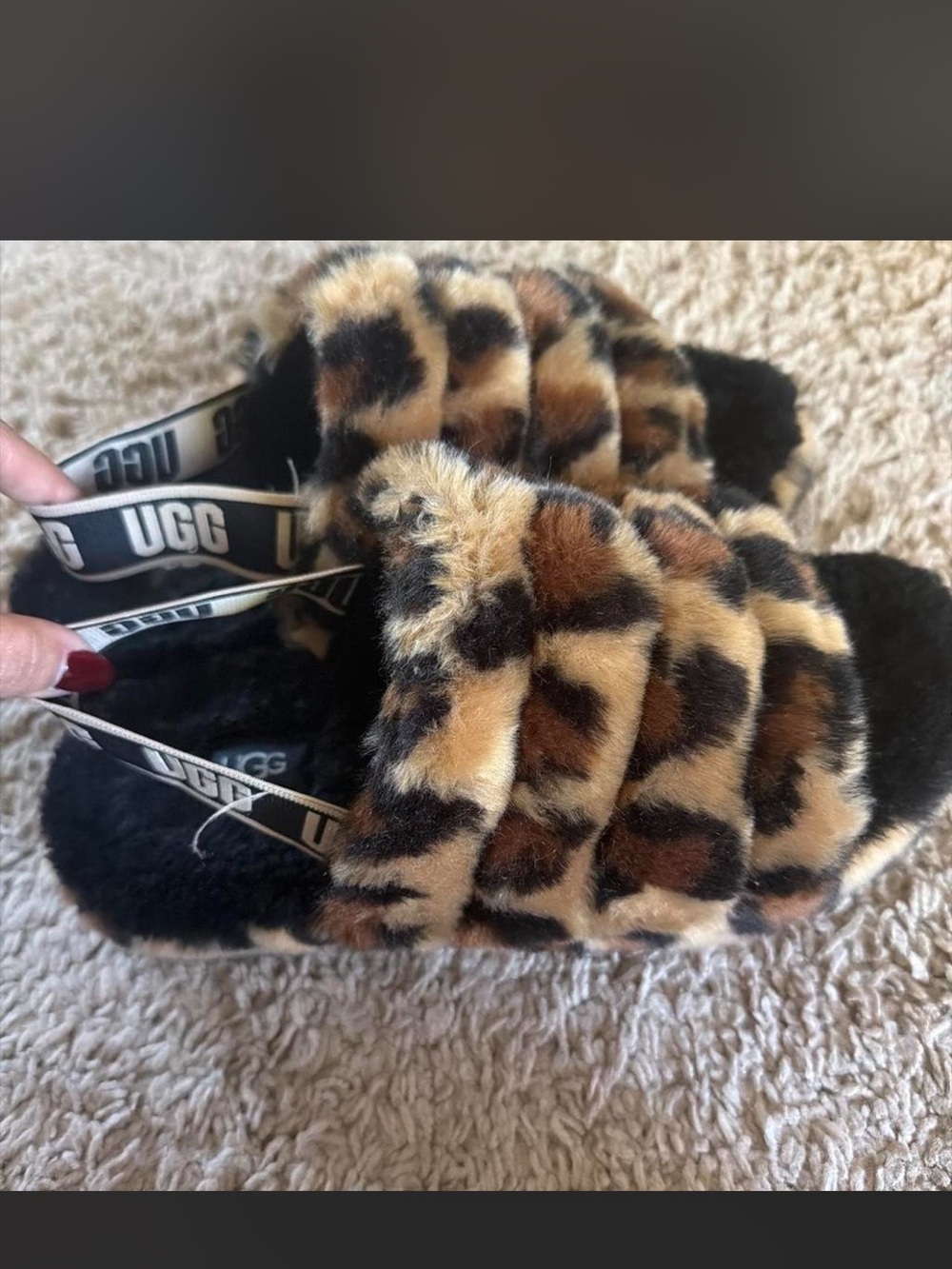 UGG Kids Leopard Faux-Fur Slide Sandals - Leopard